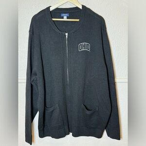 Ohio University Women’s Black Zip-Up Cardigan Sweater 3XL Like New